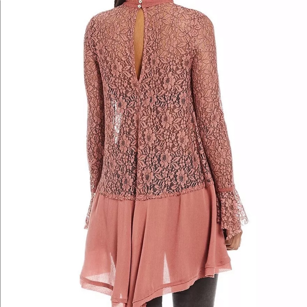 NWT Free People Tell Tale Lace Tunic Dusty Mauve - Picture 4 of 6